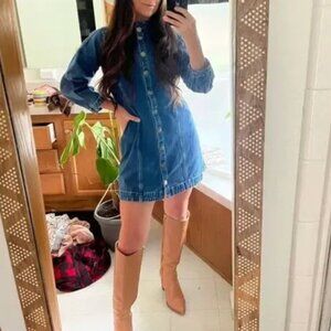 ✨ SALE EUC Sea New York Denim Marble Mini Dress Sz6 Cotton Casual